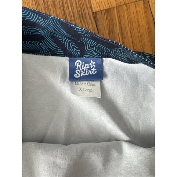 Rip Skirt Length 2 Maui Moonlight Blue Floral Hibiscus Wrap Skirt Size X-Large - Picture 5 of 6